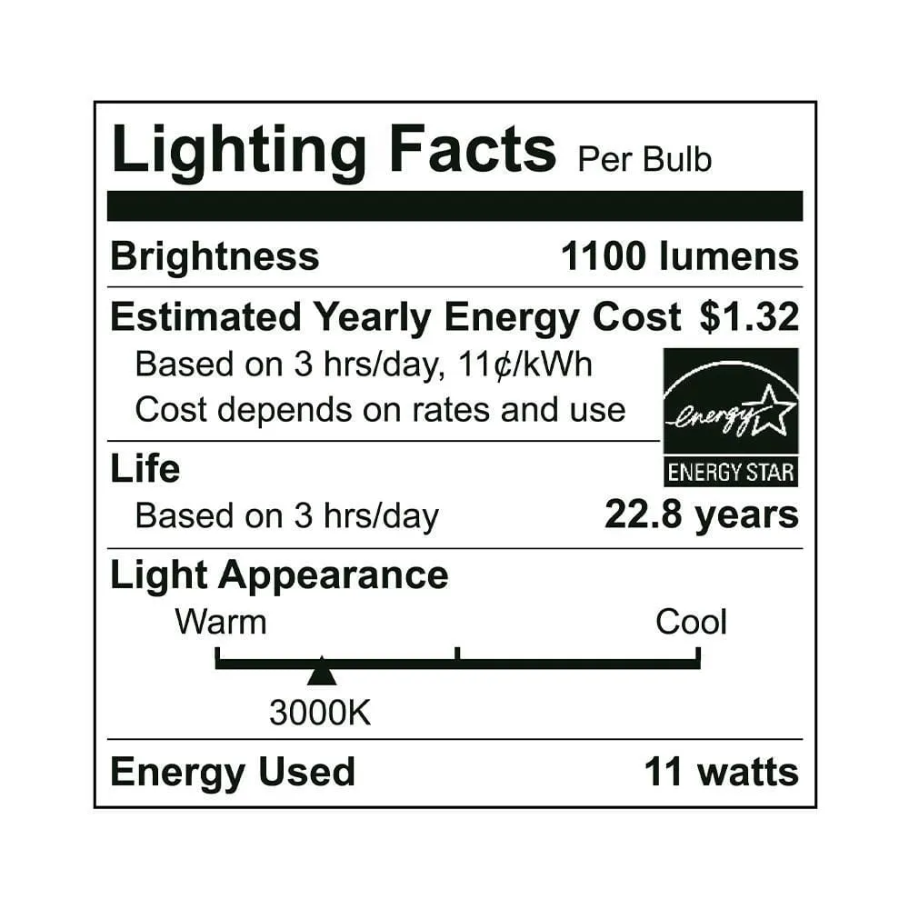 11W A19 Dimmable LED Bulb - 220 Degree Beam - GU24 Base - 1100 Lm - 2-Pack