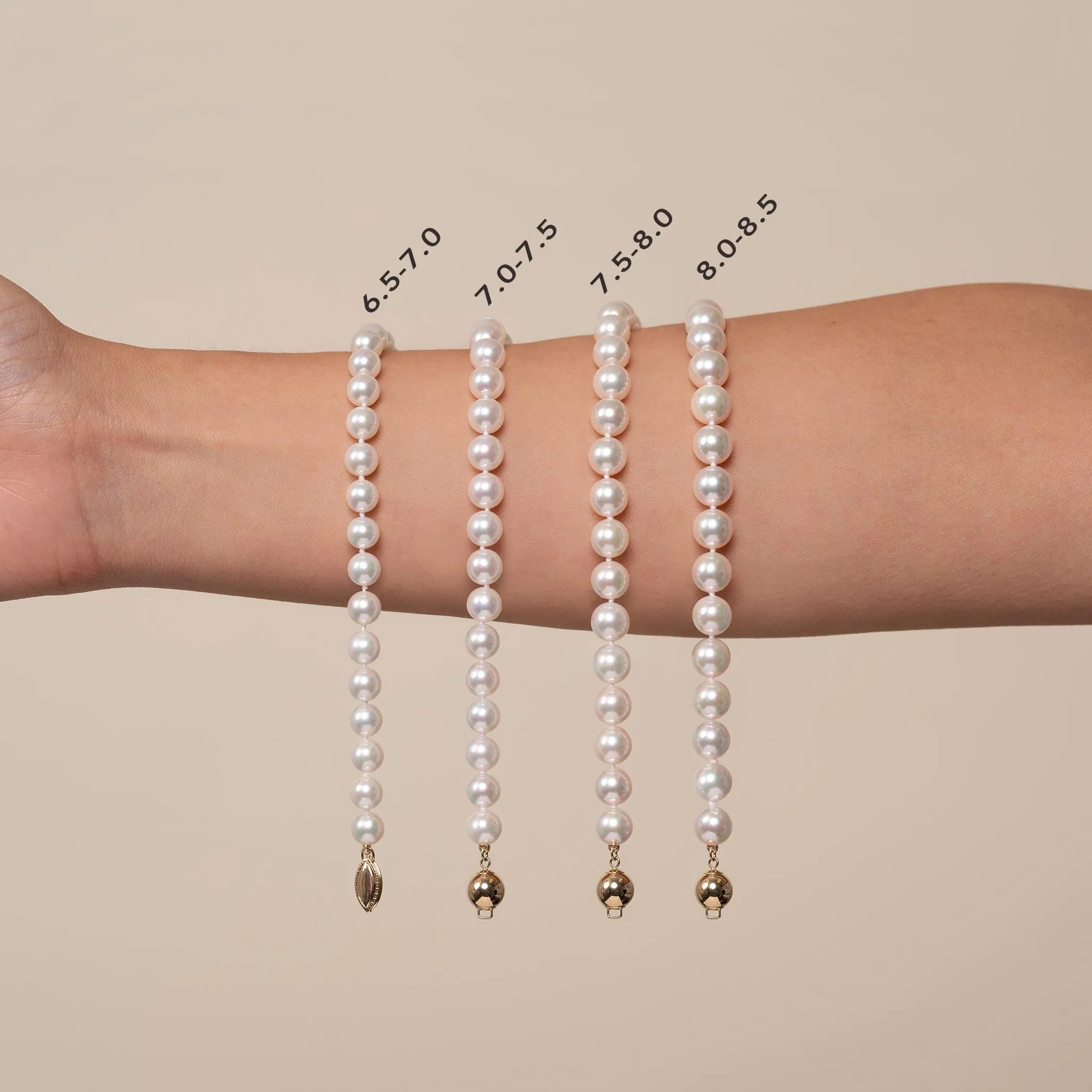 7.0-7.5 mm Double Strand White Akoya AA  Pearl Bracelet