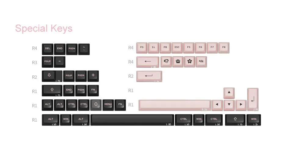 AKKO BLACK & PINK FULL KEYCAPS SET ASA 158 KEYS