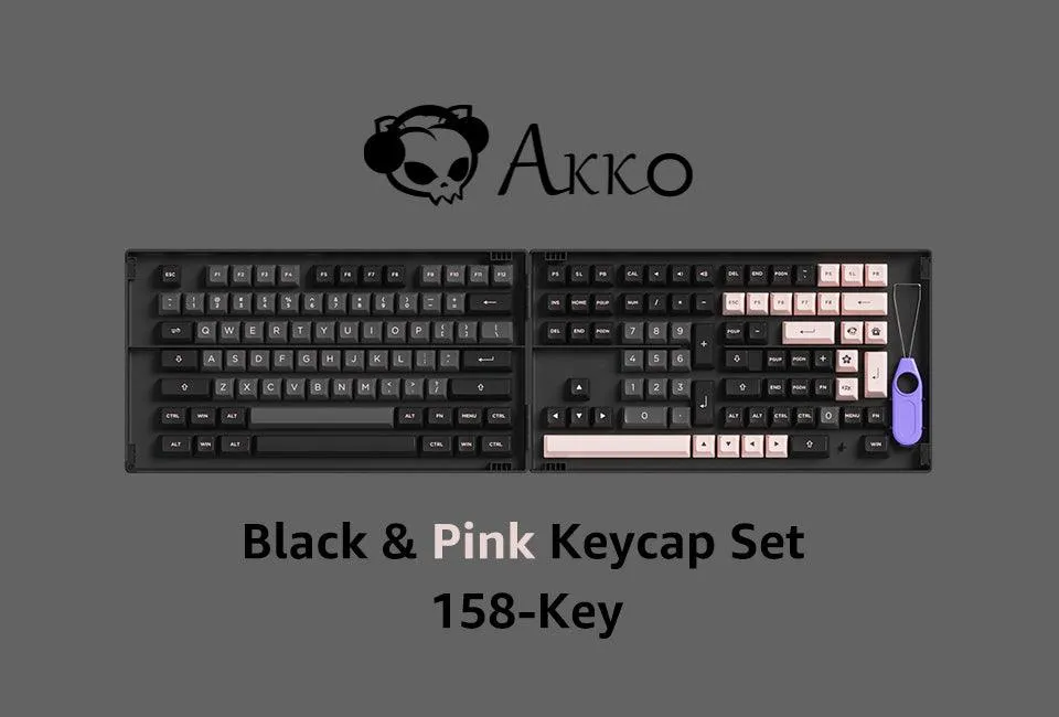 AKKO BLACK & PINK FULL KEYCAPS SET ASA 158 KEYS