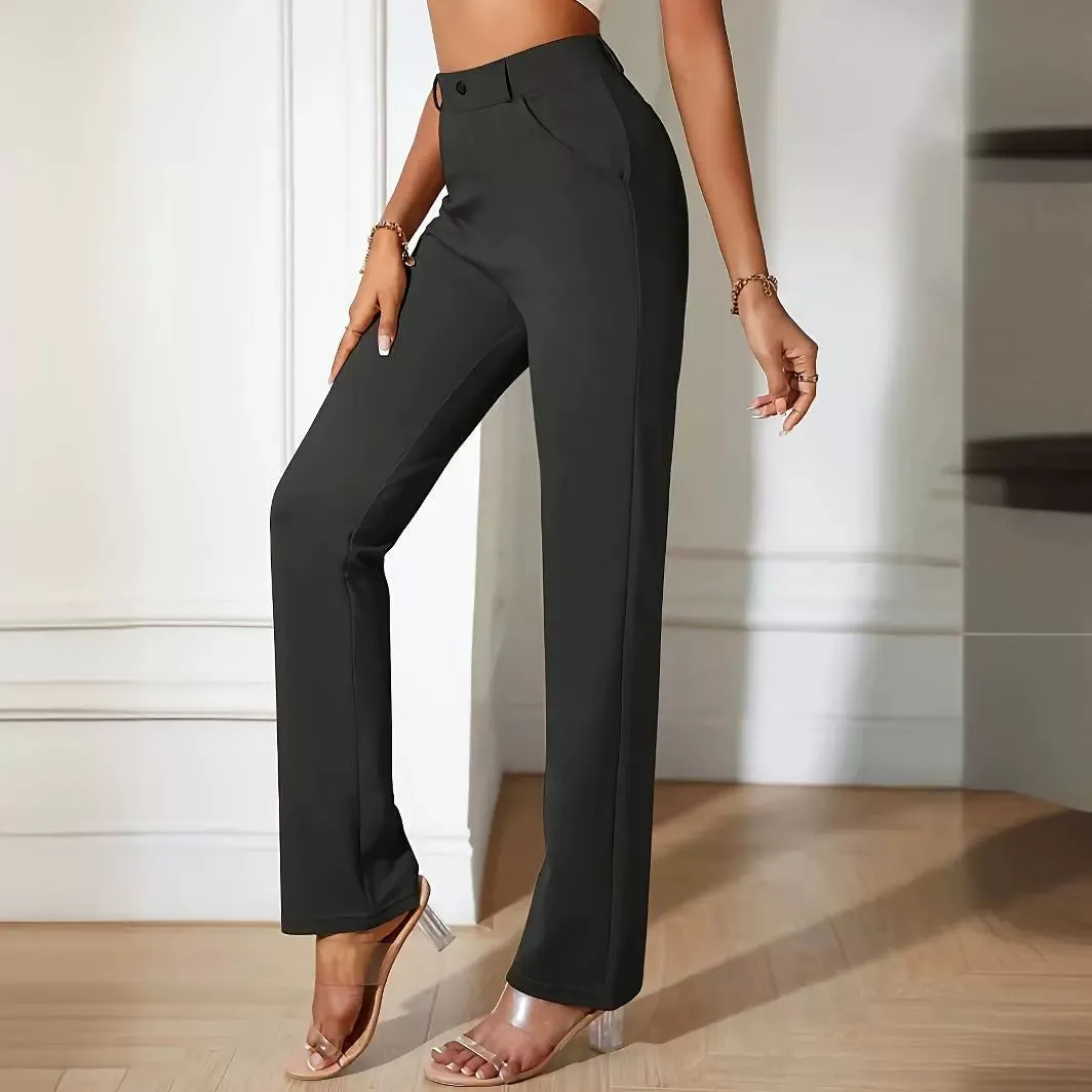 Ankle Length Cigarette High Waist Slimming Straight Pants