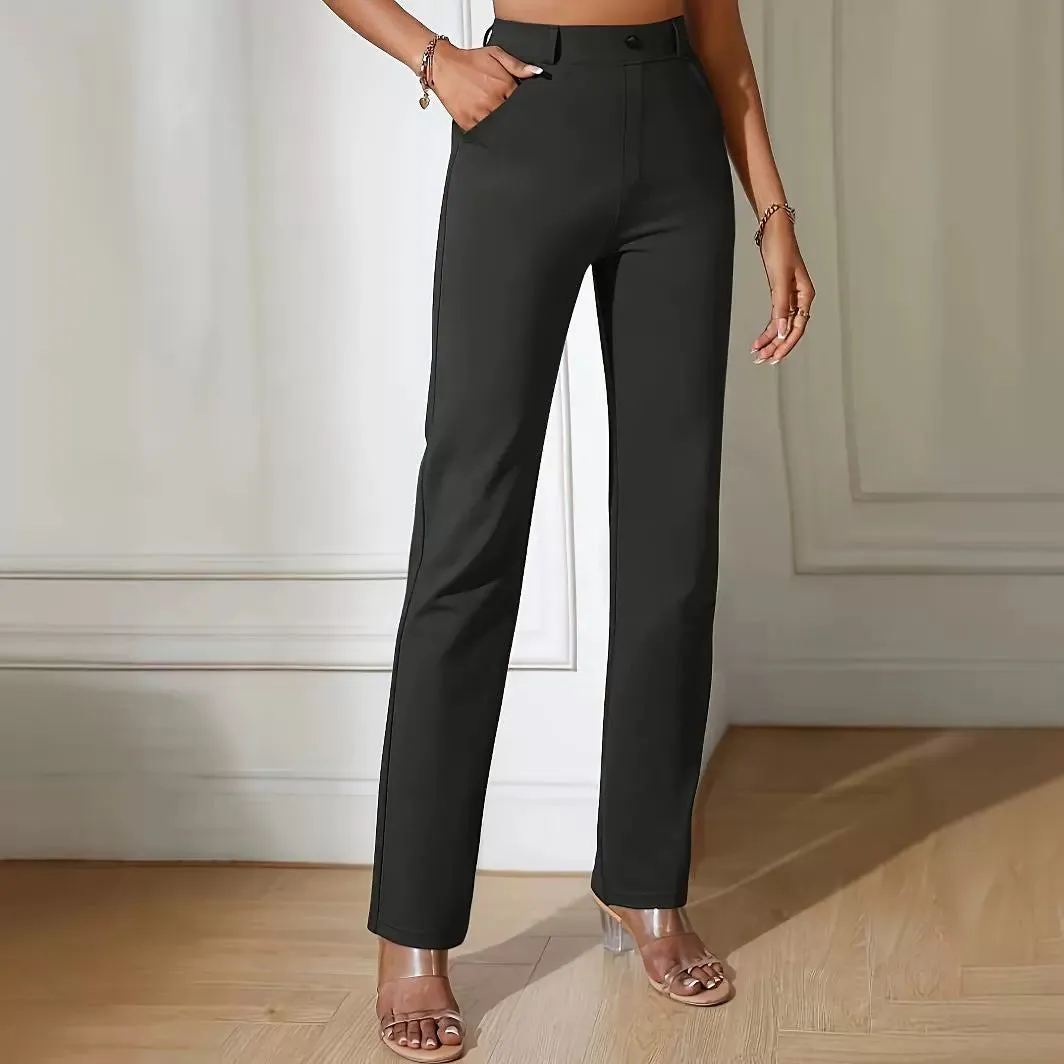 Ankle Length Cigarette High Waist Slimming Straight Pants