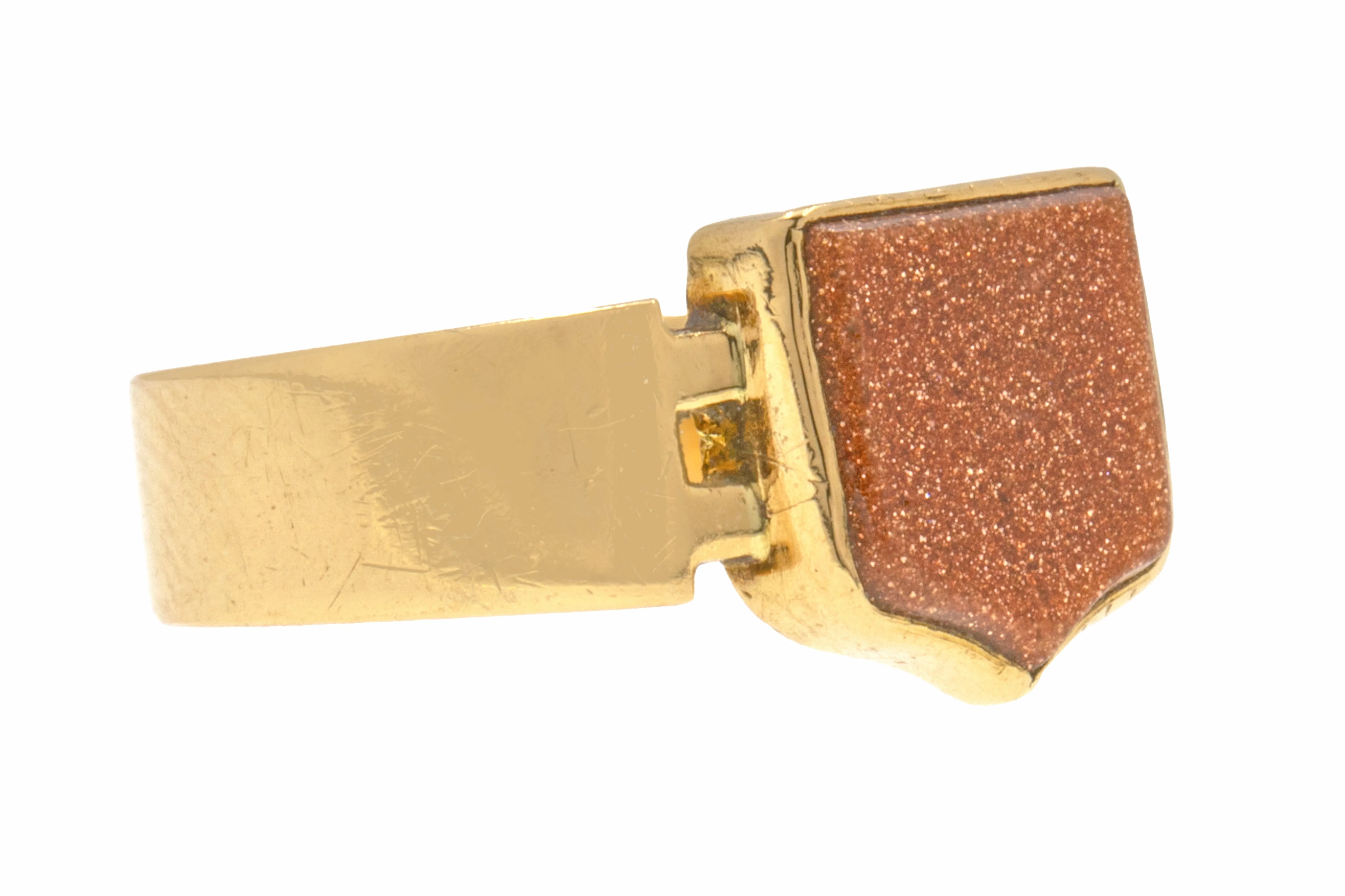 Antique 18ct Gold Signet Ring- Goldstone Shield