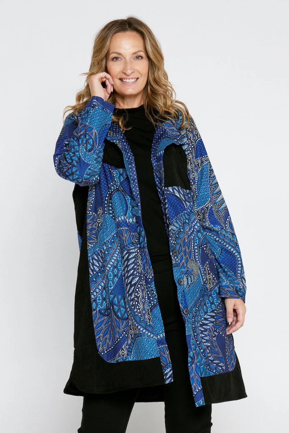 Bicheno Corduroy Coat - Lapis Lazuli