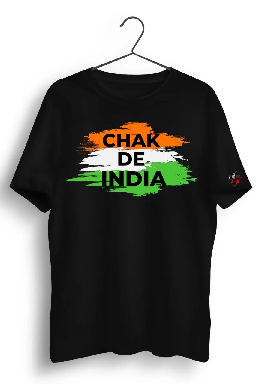 Chak De India National Flag Printed Black Tshirt