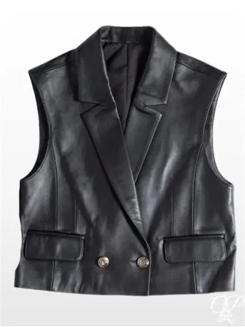 Chic Sleeveless Leather Vest for Women - French Fashion