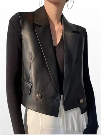 Chic Sleeveless Leather Vest for Women - French Fashion