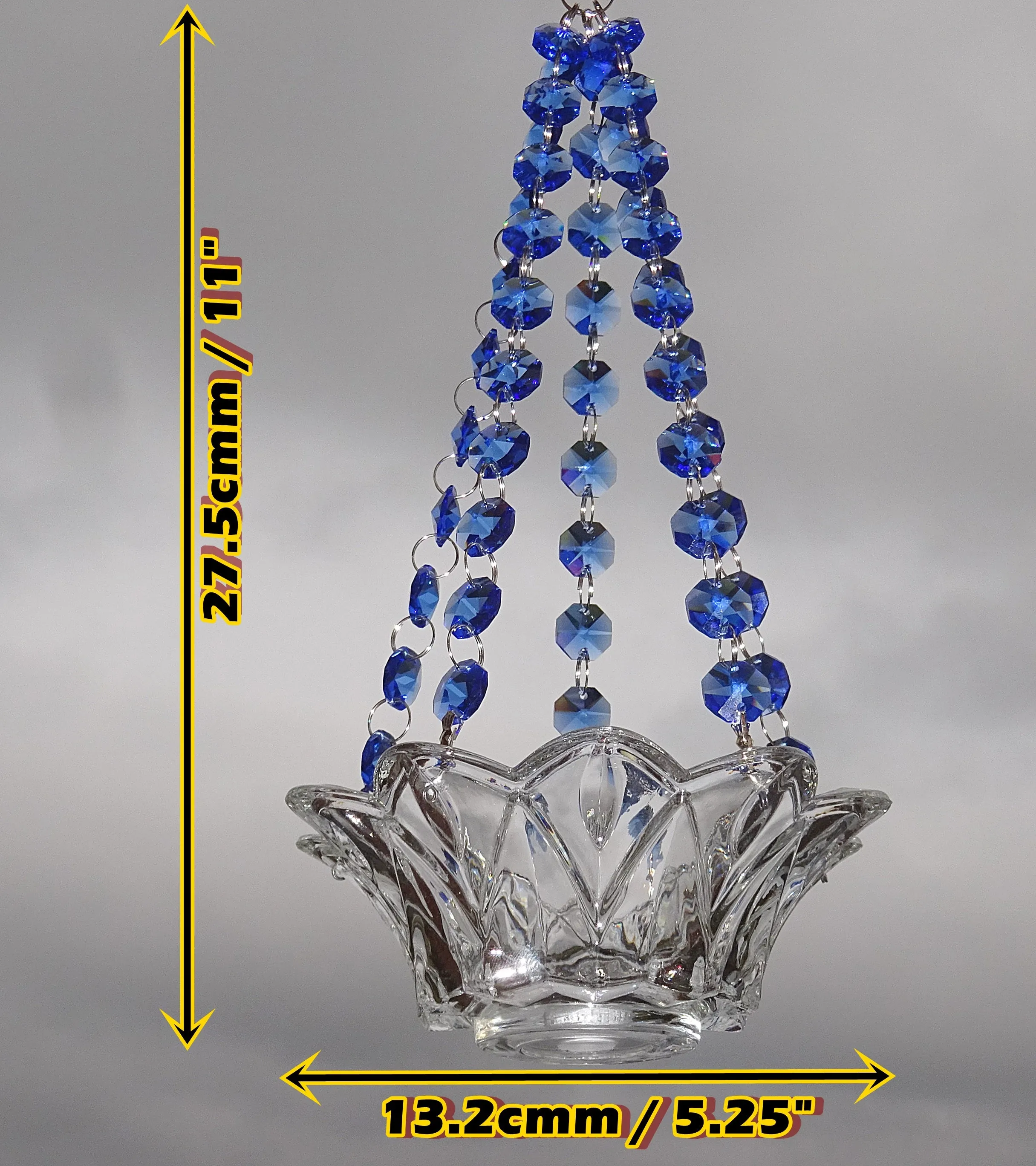 CLEARANCE Blue Glass Chandelier Tea Light Candle Holder Wedding Event or Garden Feature