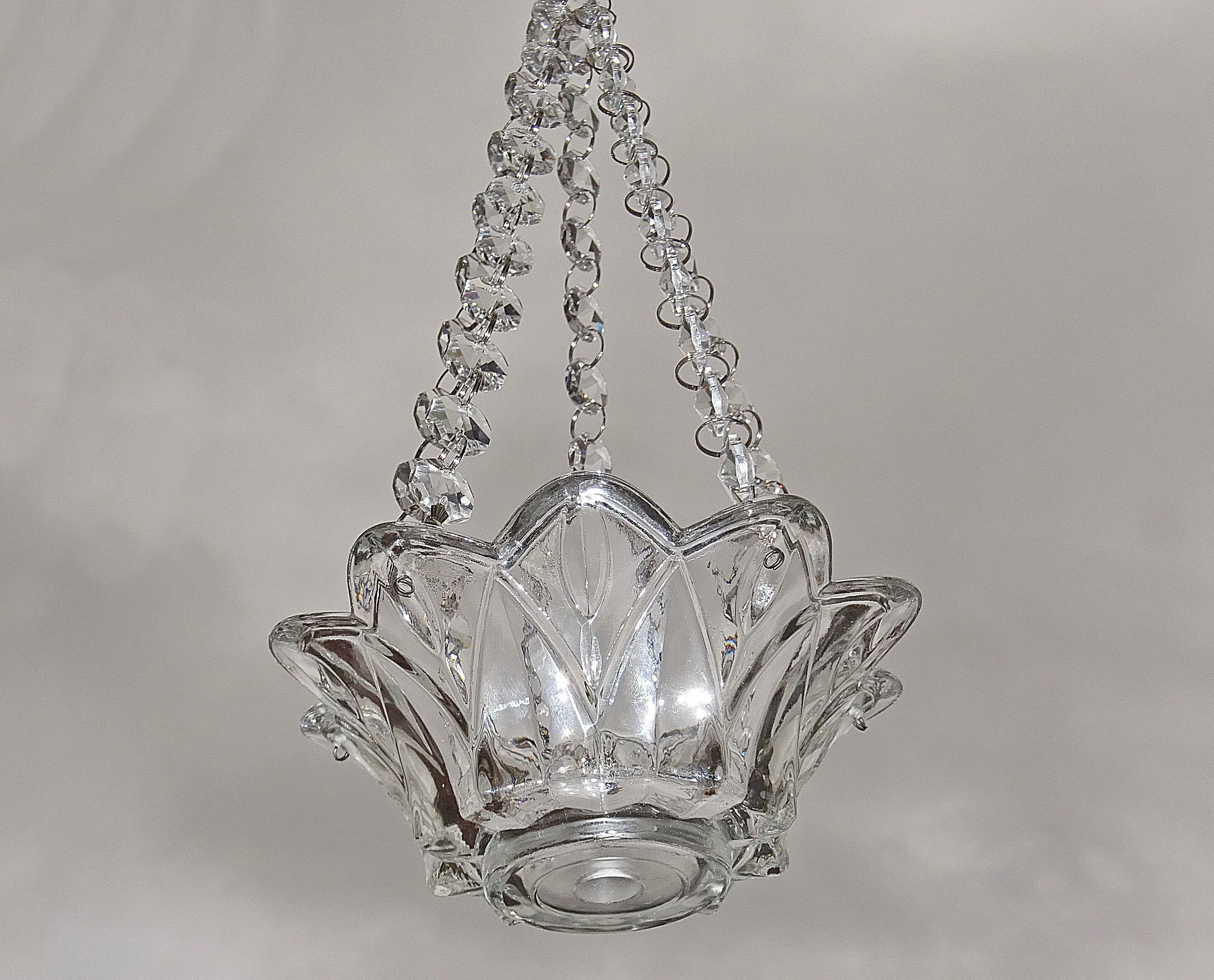 CLEARANCE Clear Glass Chandelier Tea Light Candle Holder Wedding Event or Garden Feature