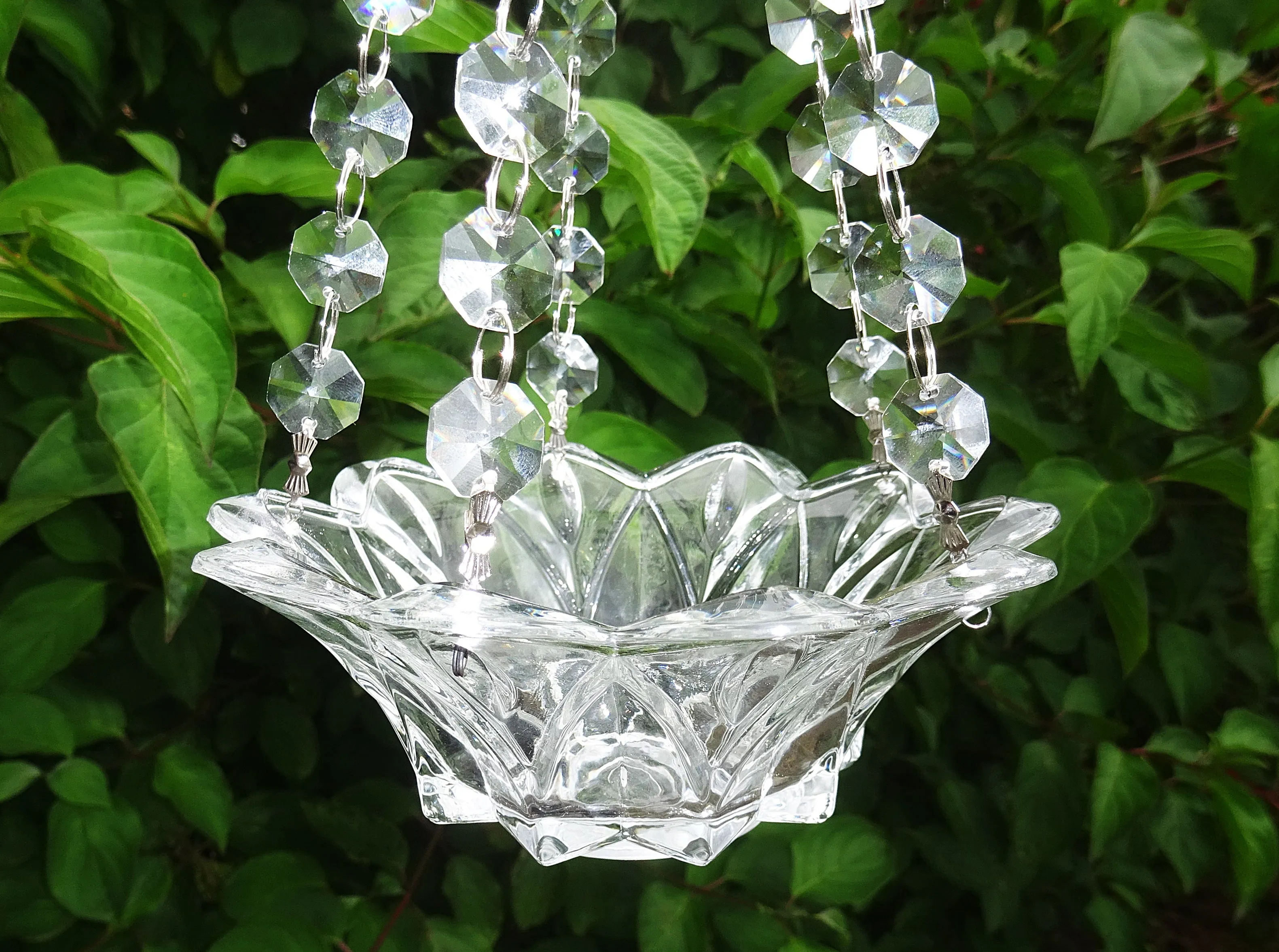 CLEARANCE Clear Glass Chandelier Tea Light Candle Holder Wedding Event or Garden Feature