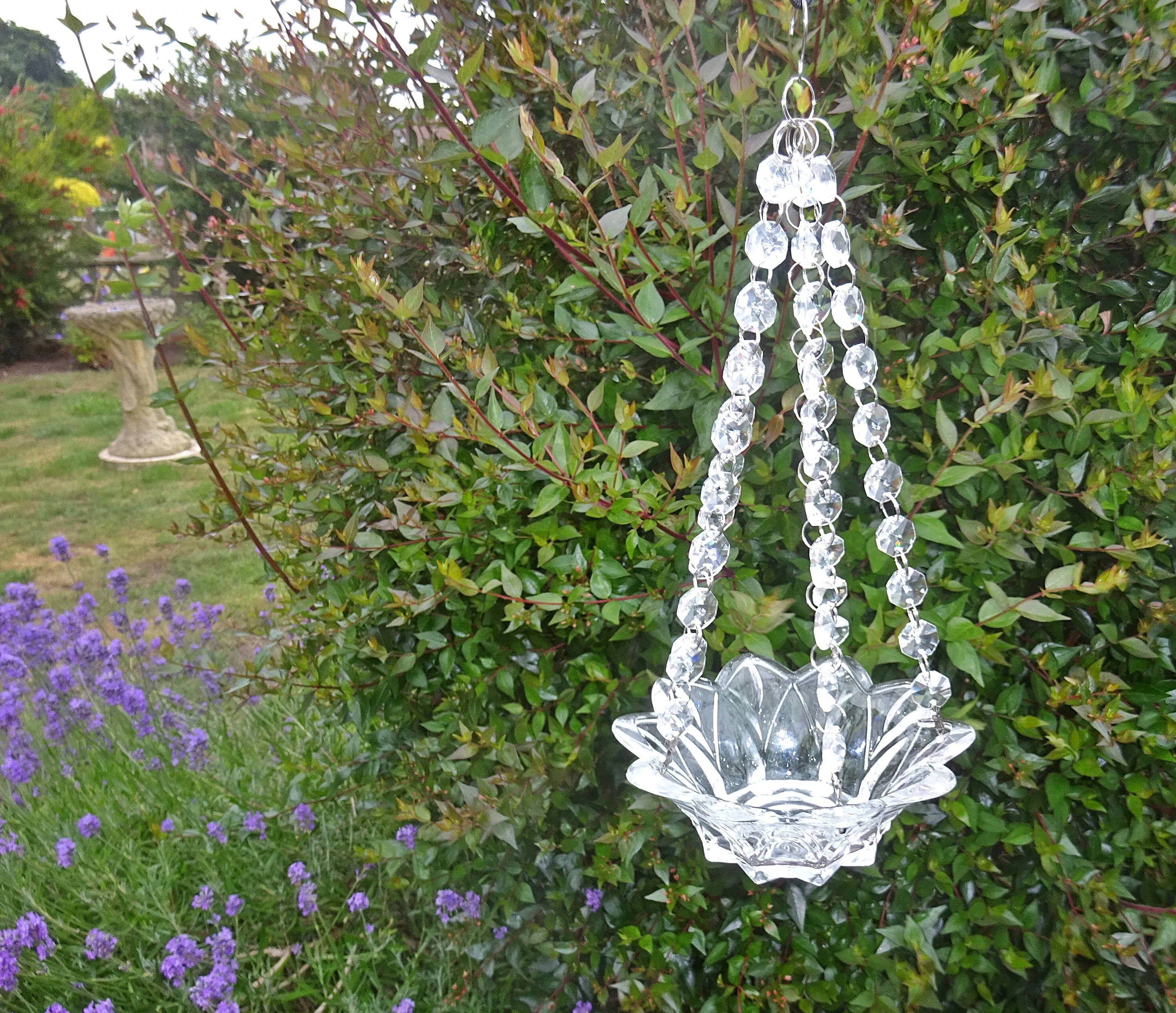 CLEARANCE Clear Glass Chandelier Tea Light Candle Holder Wedding Event or Garden Feature