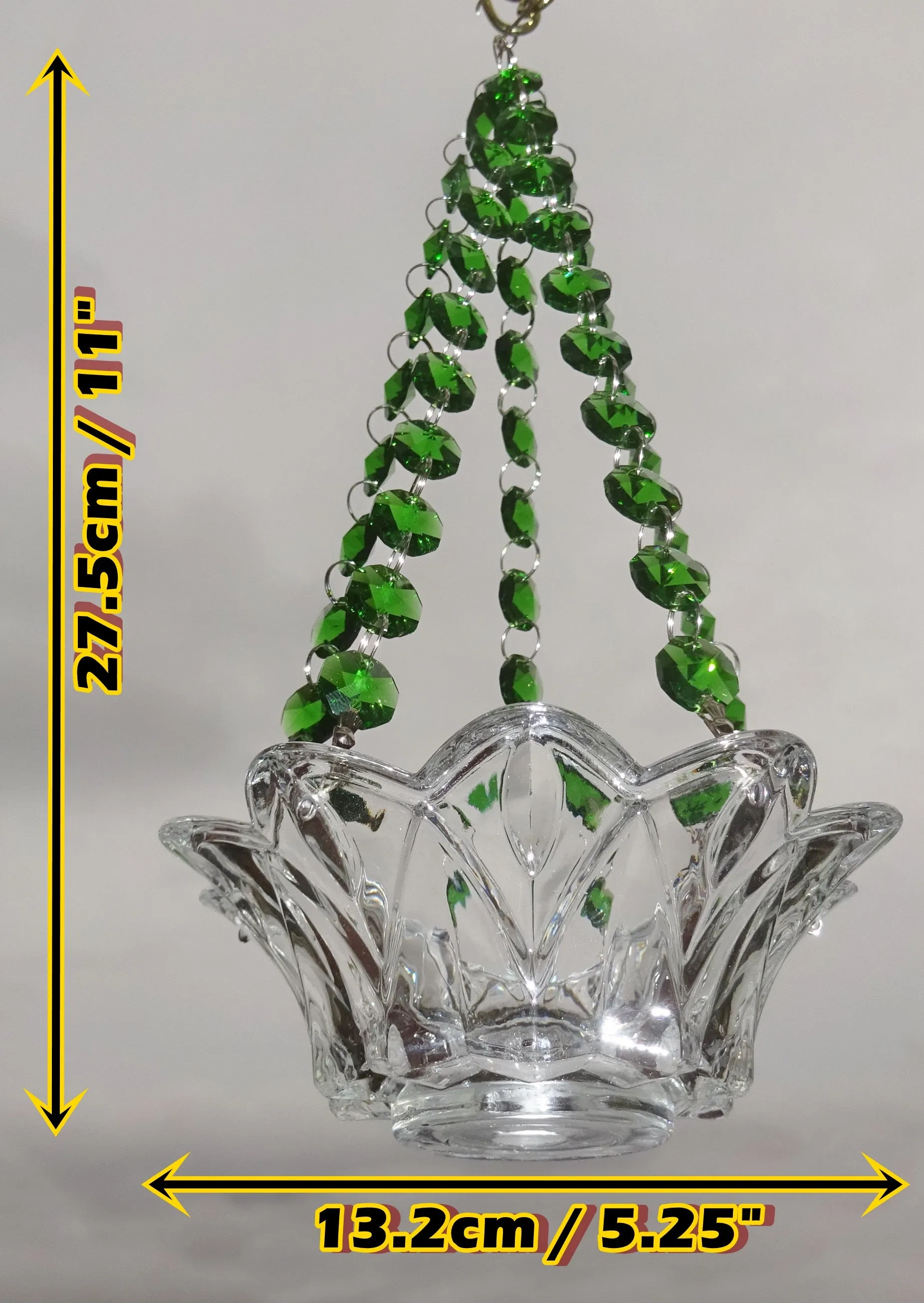 CLEARANCE Emerald Green Glass Chandelier Tea Light Candle Holder Wedding Event or Garden Feature