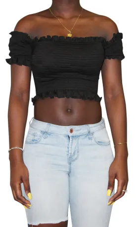 Cotton Candy Women's Off Shoulder Cinch Crop Top