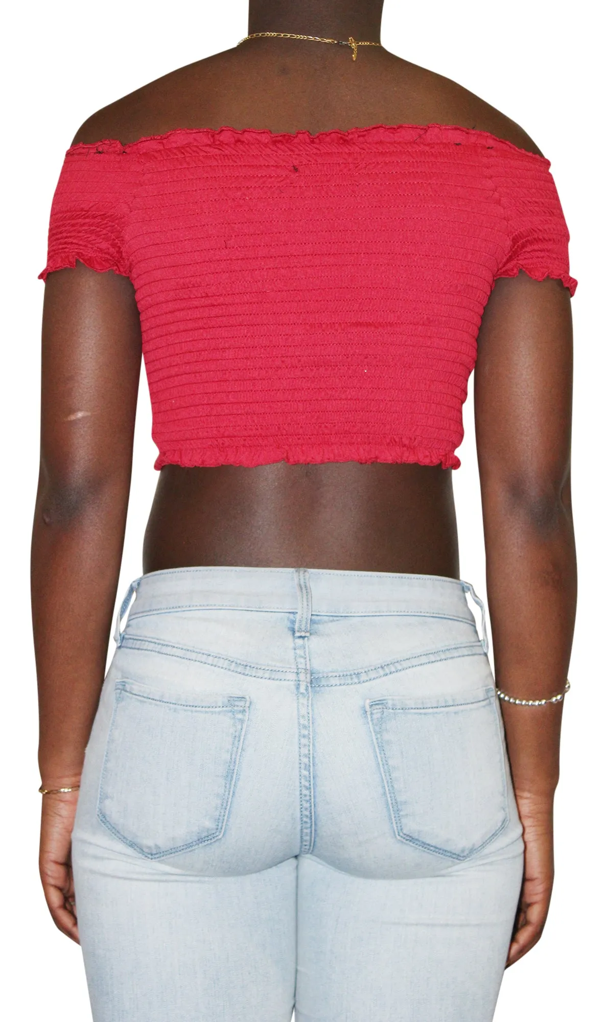 Cotton Candy Women's Off Shoulder Cinch Crop Top