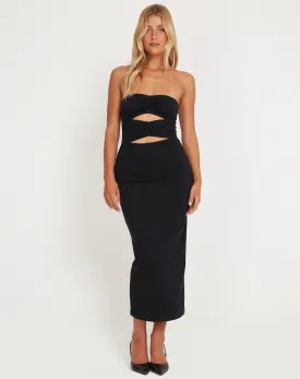 Dayuna Bandeau Midi Dress in Black