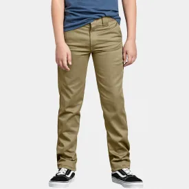 DICKIES SKINNY STRAIGHT FIT YOUTH WORK PANTS - KHAKI