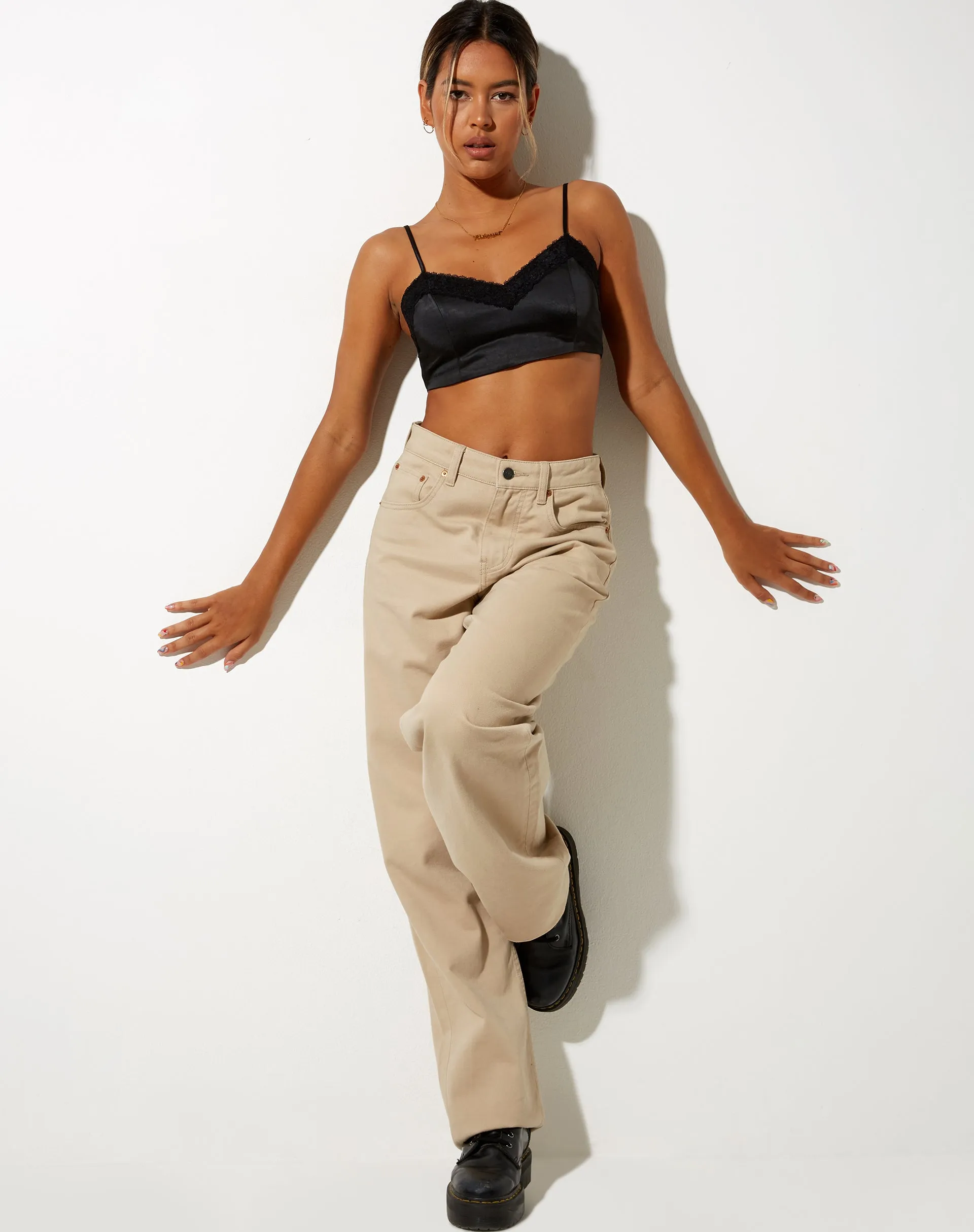 Dinie Crop Top in Satin Black