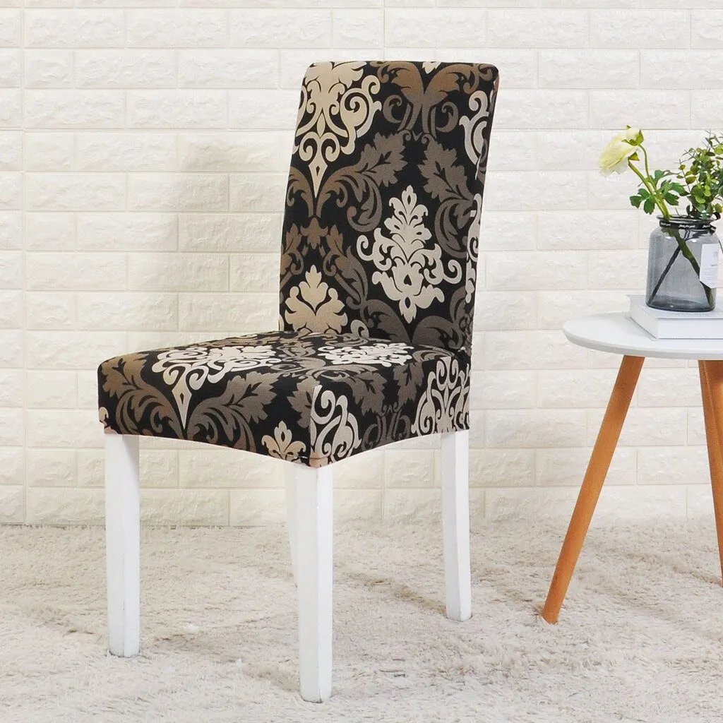 Dining Chair Cover Spandex Elastic Pastoral Print Modern Slipcovers -1/2/4/6PCS