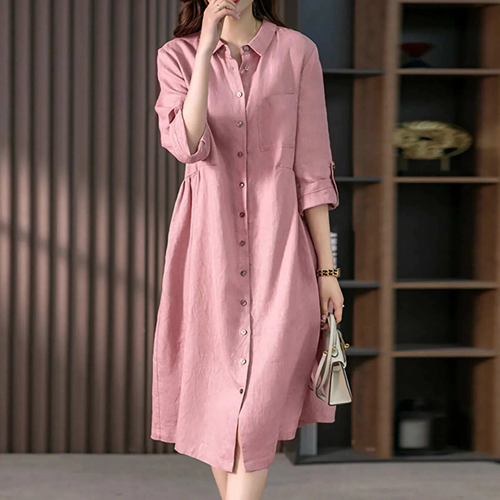 Elegant Sophisticated Comfy Relaxed Minimalist Stylish Casual Versatile Oversized Midi Chic Dress