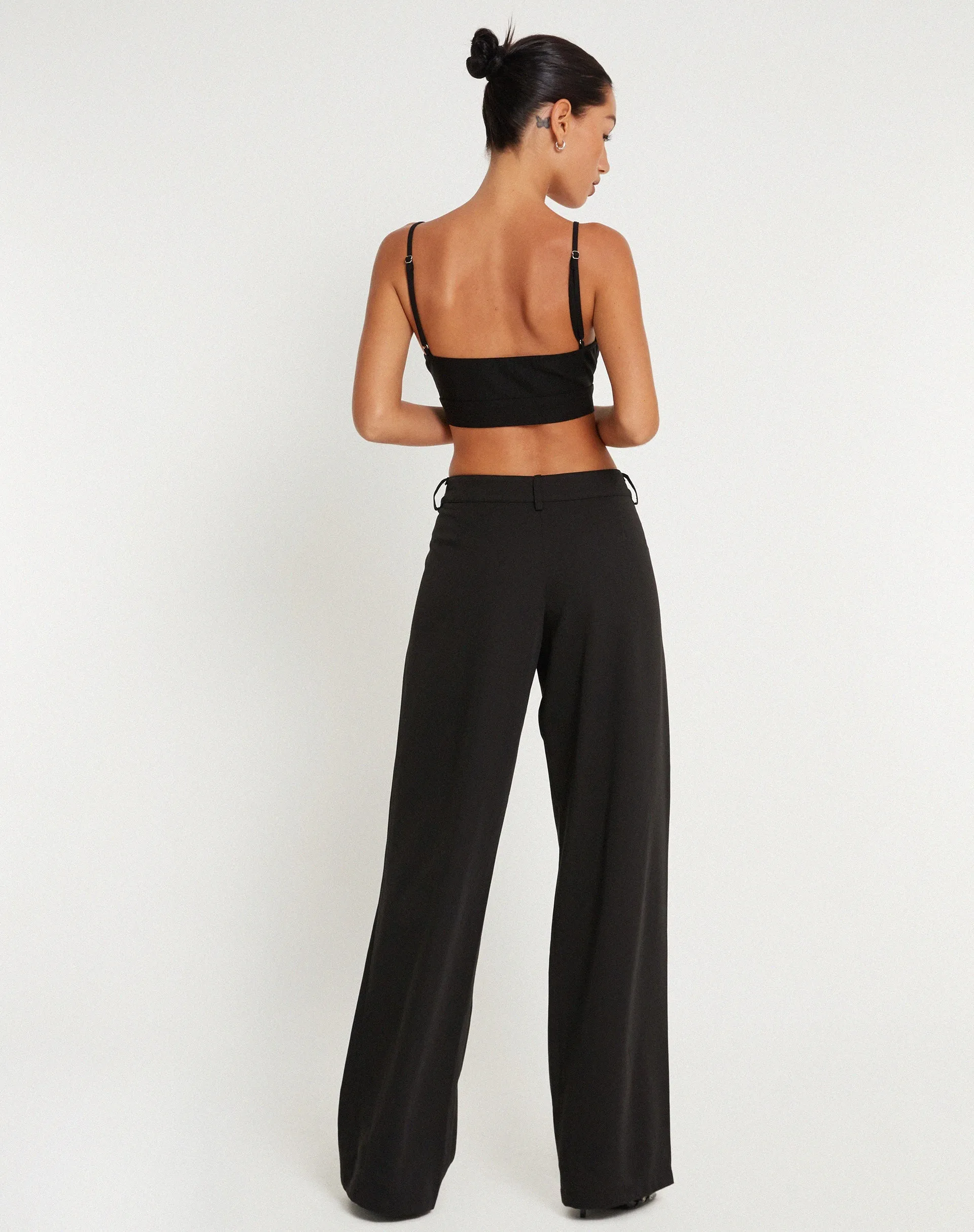 Elenia Buckle Detail Crop Top in Black