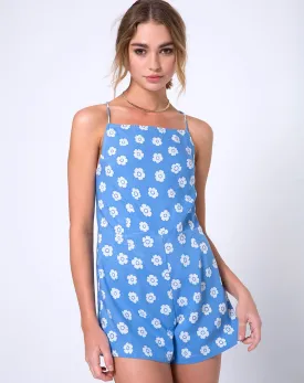 Elusi Playsuit In Daisy Stamp Blue Sky