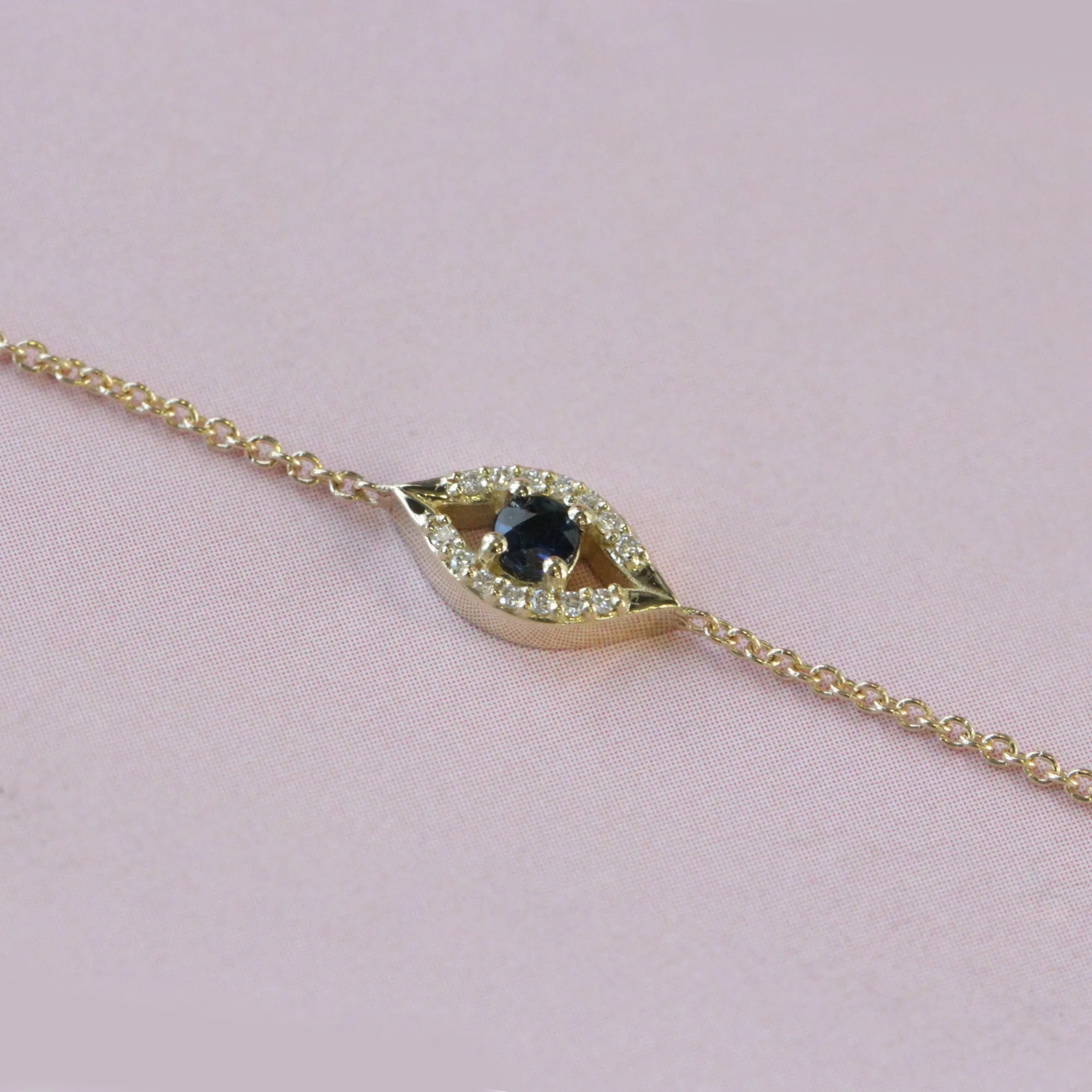 Evil Eye Gold Bracelet Sapphire and Diamonds