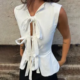 Fashion Crop Out Hot Sleeveless Bandage Casual Woman Girls Ladies Holiday Slim Tank Hollow Sexy Beach Top