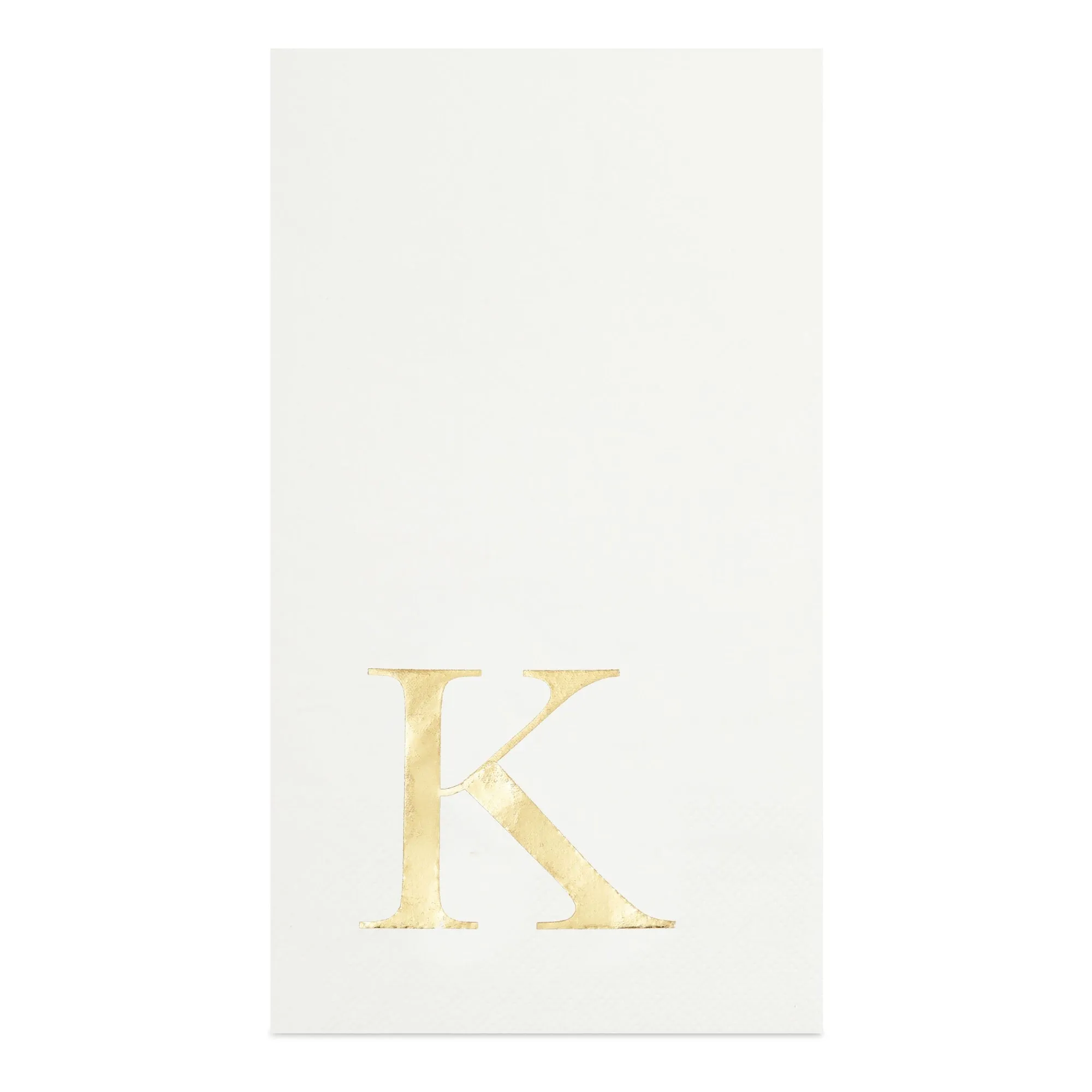 Gold Foil Initial Letter K White Monogram Paper Napkins (4 x 8 In, 100 Pack)