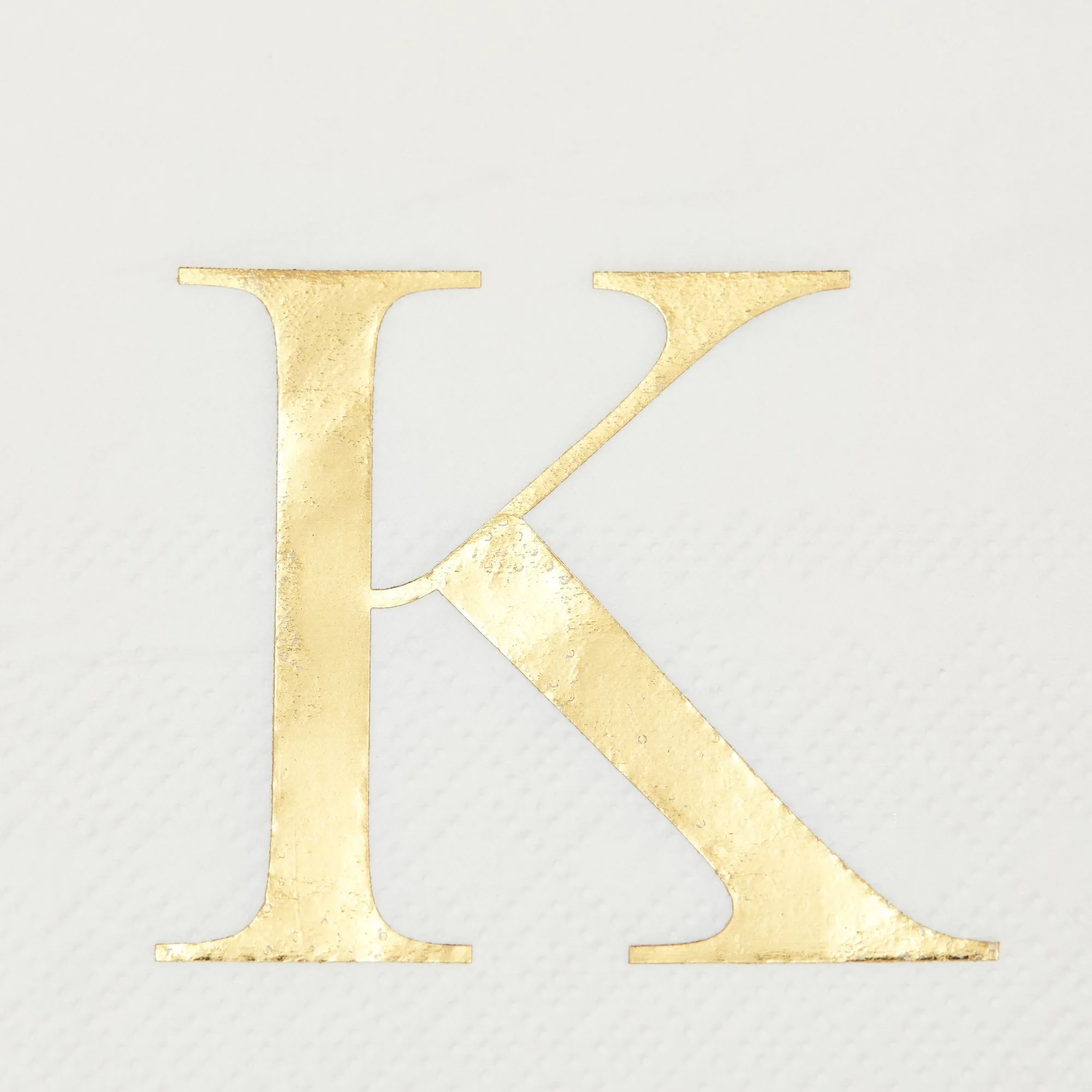 Gold Foil Initial Letter K White Monogram Paper Napkins (4 x 8 In, 100 Pack)