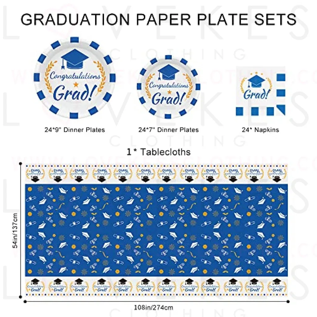 Graduation Party Decorations 2023, Graduation Plates and Napkins 2023, Graduation Party Supplies, Graduation Decorations Class of 2023 Includes Graduation Plates Napkins Tablecloth Tableware Set Blue