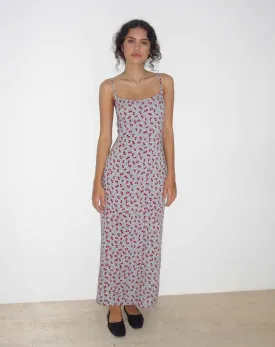 Kafka Maxi Slip Dress in Blue Floral Ditsy