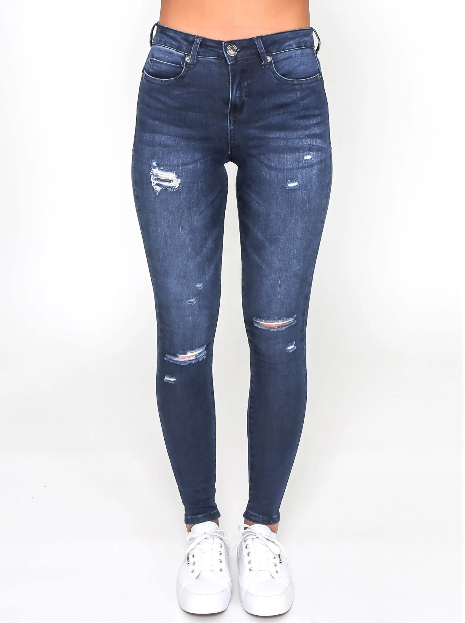 Kylie Ripped Skinny Jeans - Ink Wash