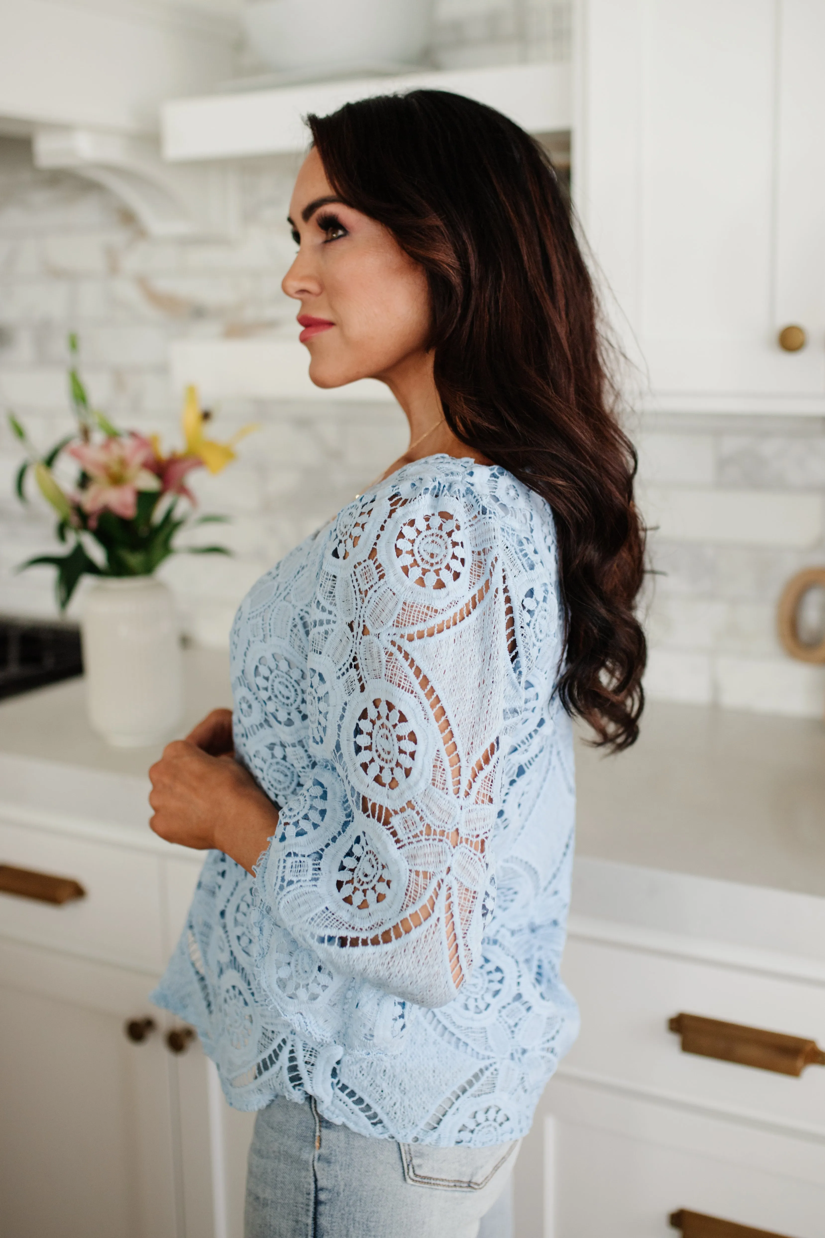 Lace Surprise Blouse In Blue