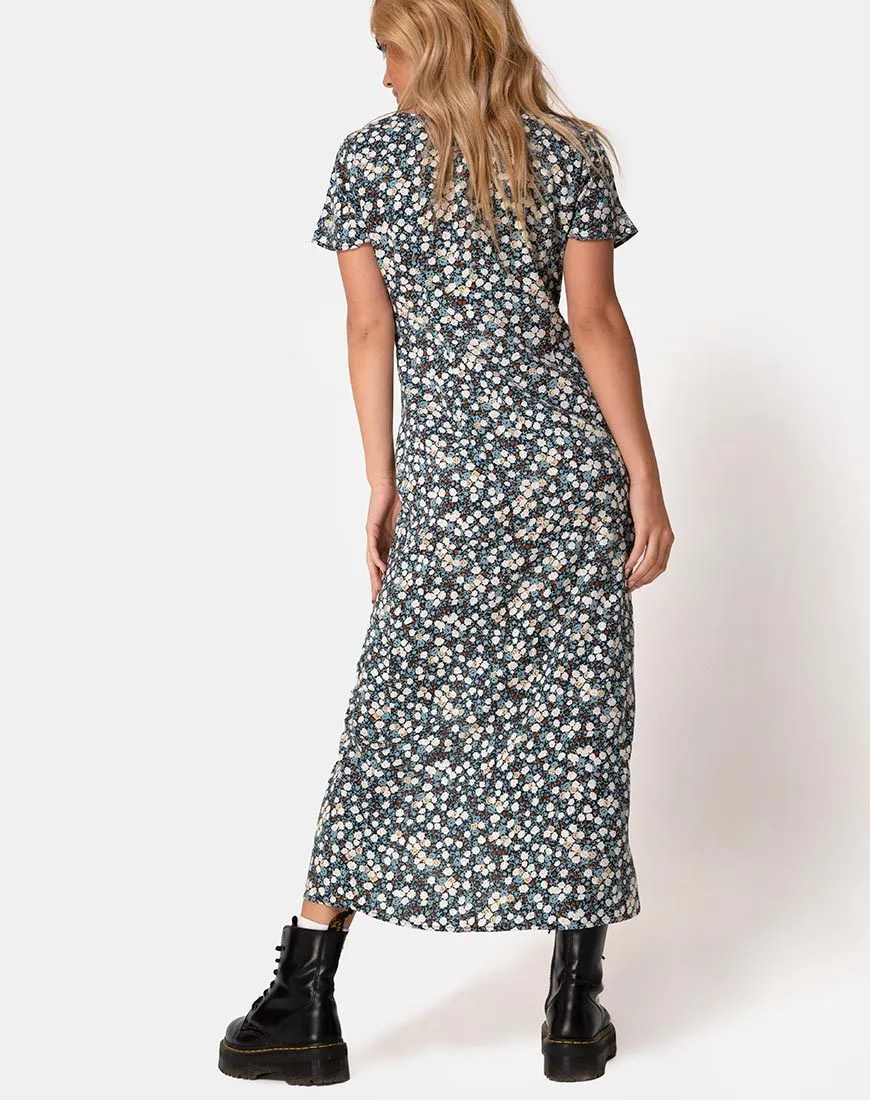 Larin Midi Dress in Floral Field Navy