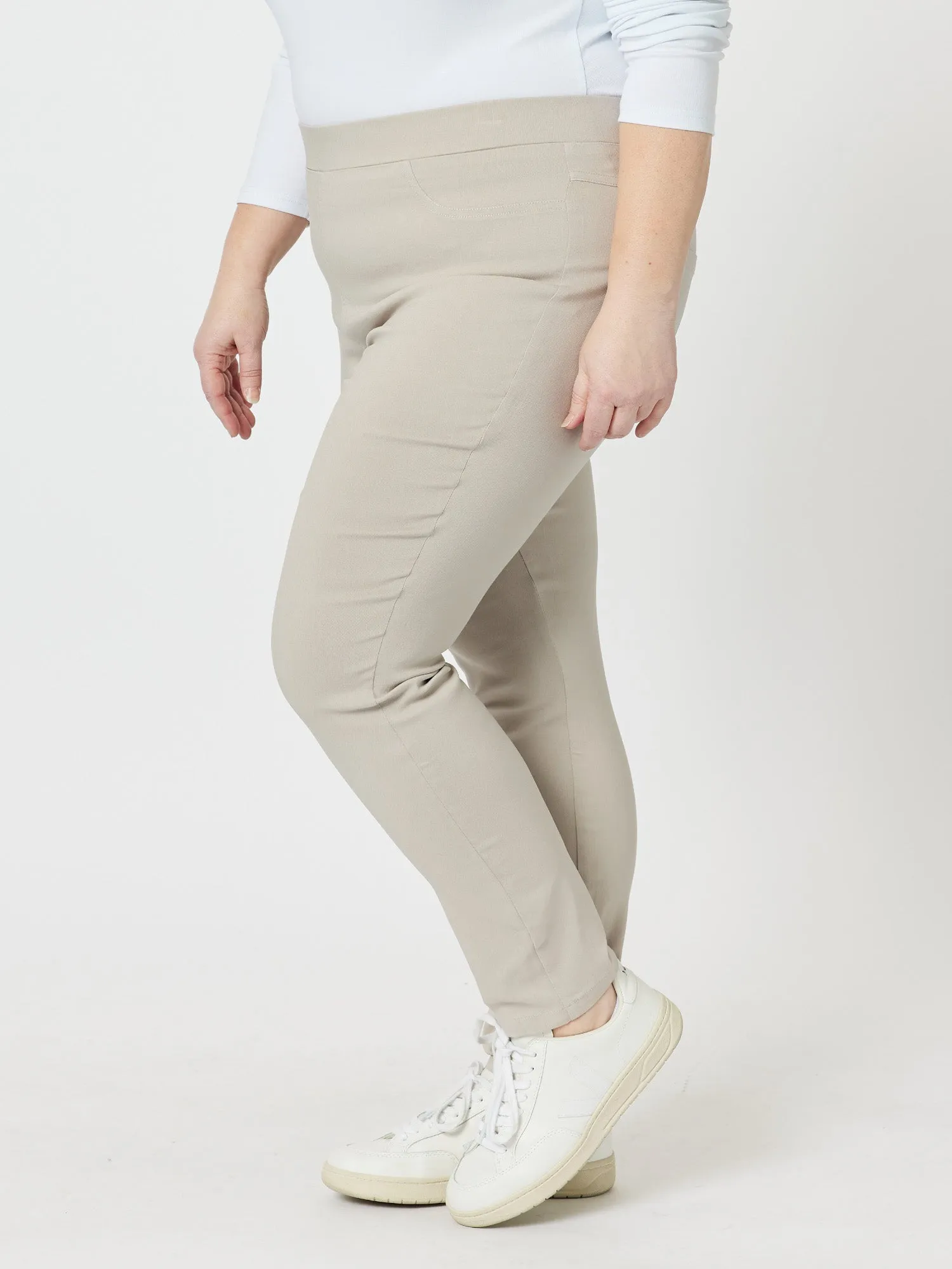 Mechanical Stretch Slim Leg Pull On Pant - Stone