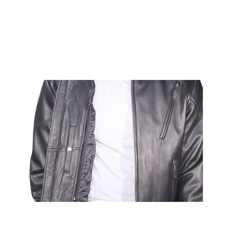 Men's Leather Racer Style Jacket, MJ714-SS-DL