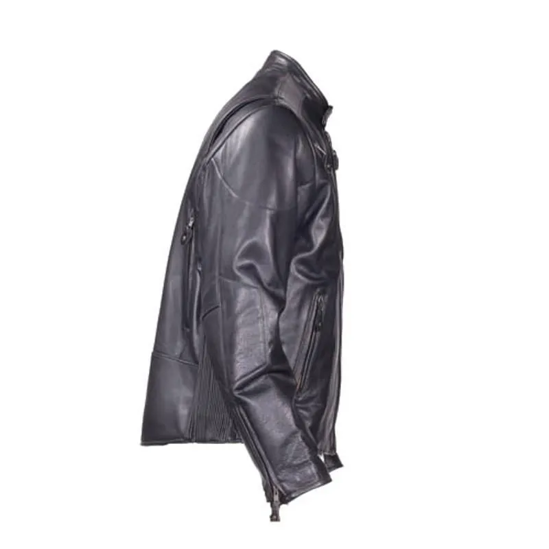 Men's Leather Racer Style Jacket, MJ714-SS-DL