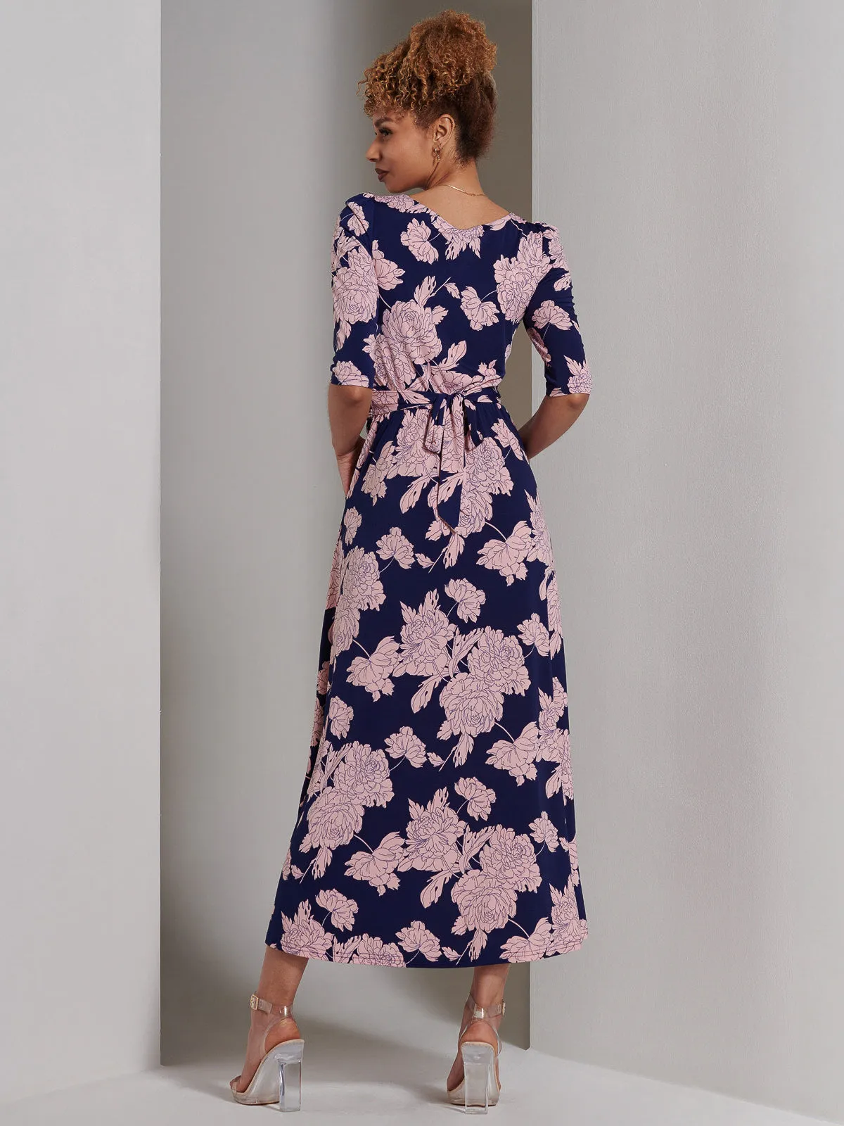 Parker 3/4 Sleeve Maxi Dress, Navy Floral