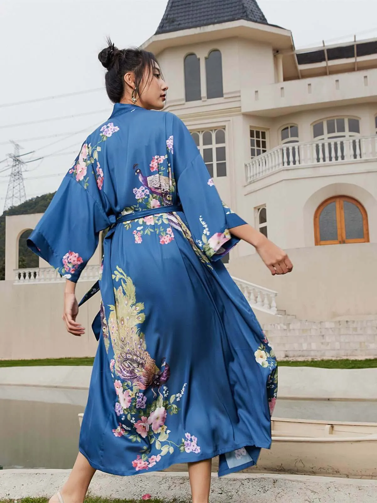 Peacock Blue Kimono Robe