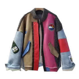 Pre Order:  Multicolor Fun Patches Spliced Jacket