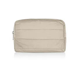 Puffer Mini Clutch with Loopholes in Shimmer Beige