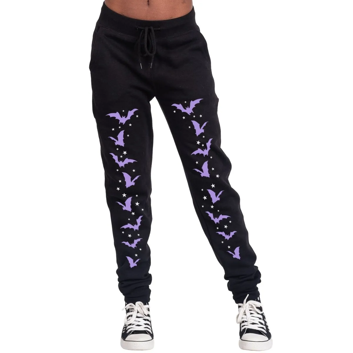 Purple Bats And Stars Fleece Sweatpants