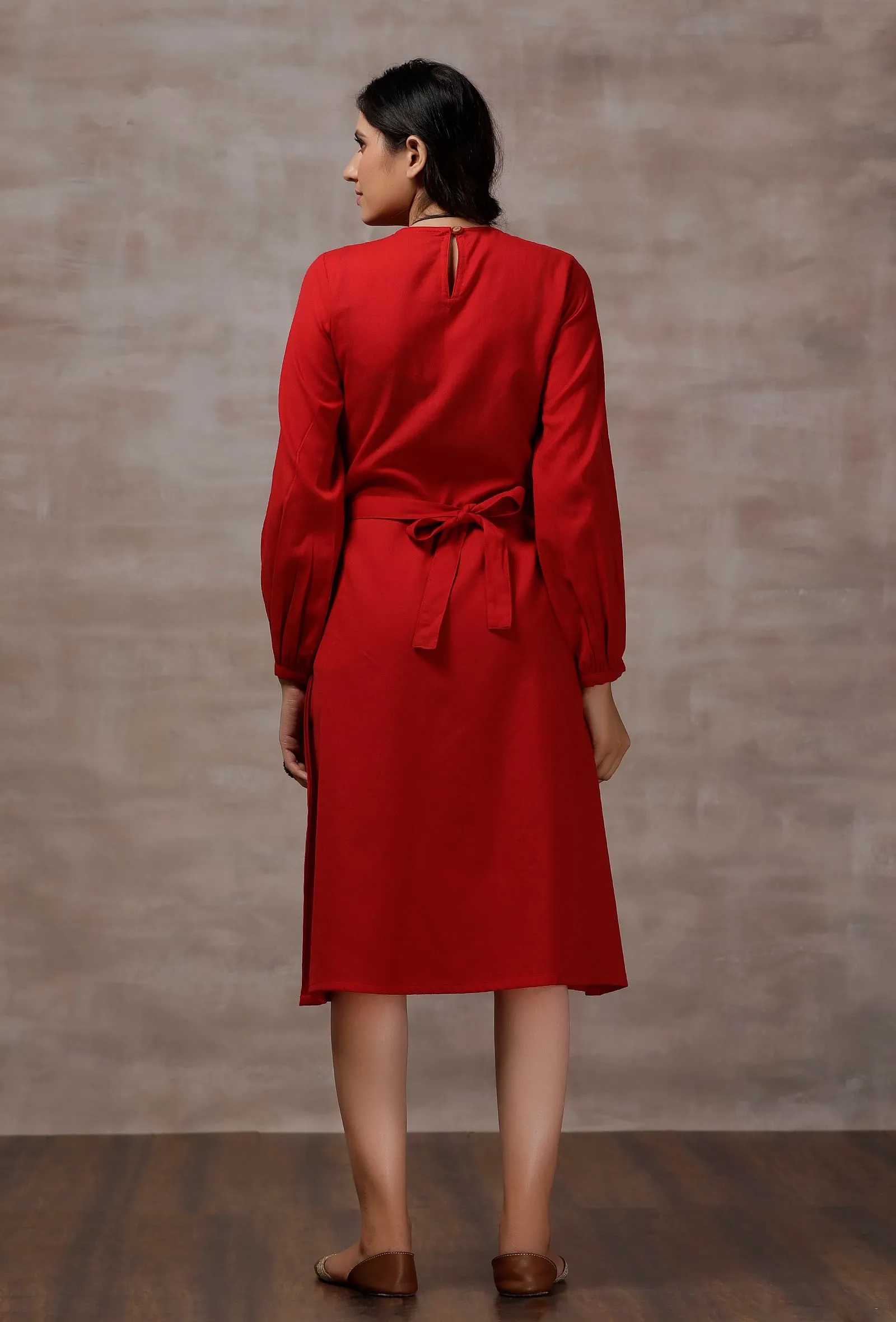 Red A-Line Cashmilon Dress