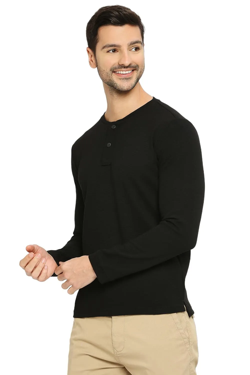 Regular Fit Cotton Polyester Stretch Solid Henly T-Shirts