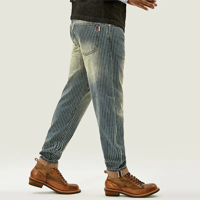 Retro Striped Skinny Jeans