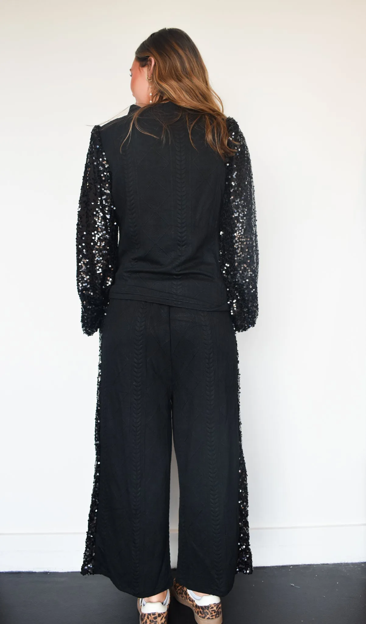 Rhinestone Wide Leg Sweatpants