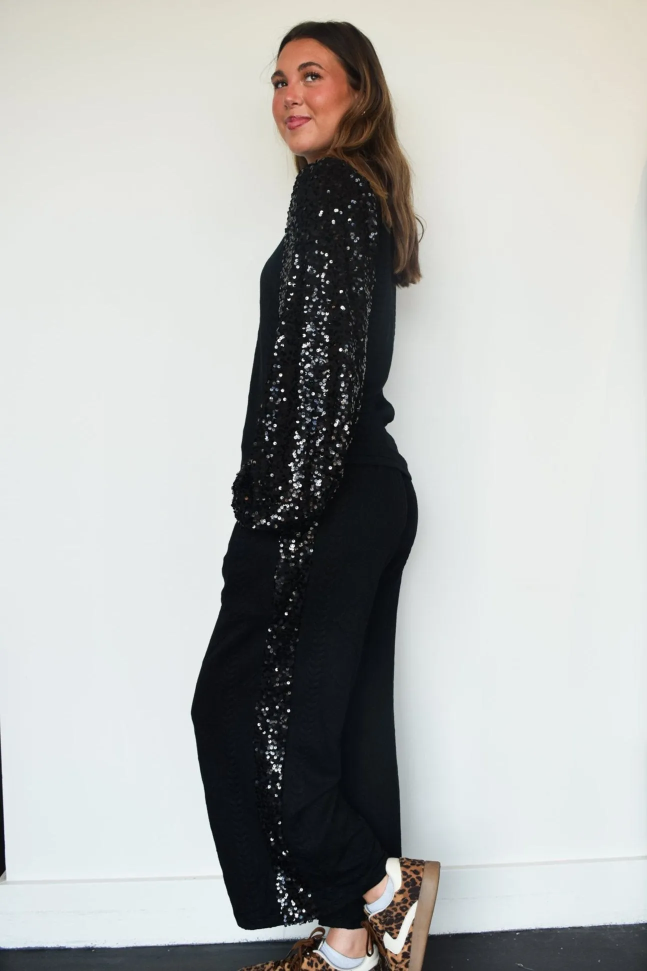 Rhinestone Wide Leg Sweatpants