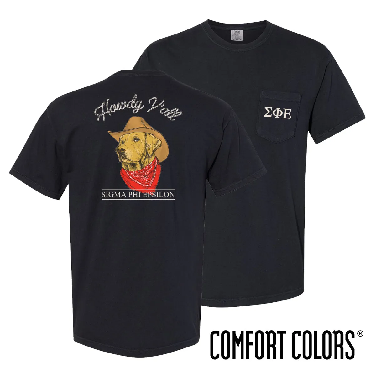 SigEp Comfort Colors Cowboy Retriever Black Short Sleeve Pocket Tee