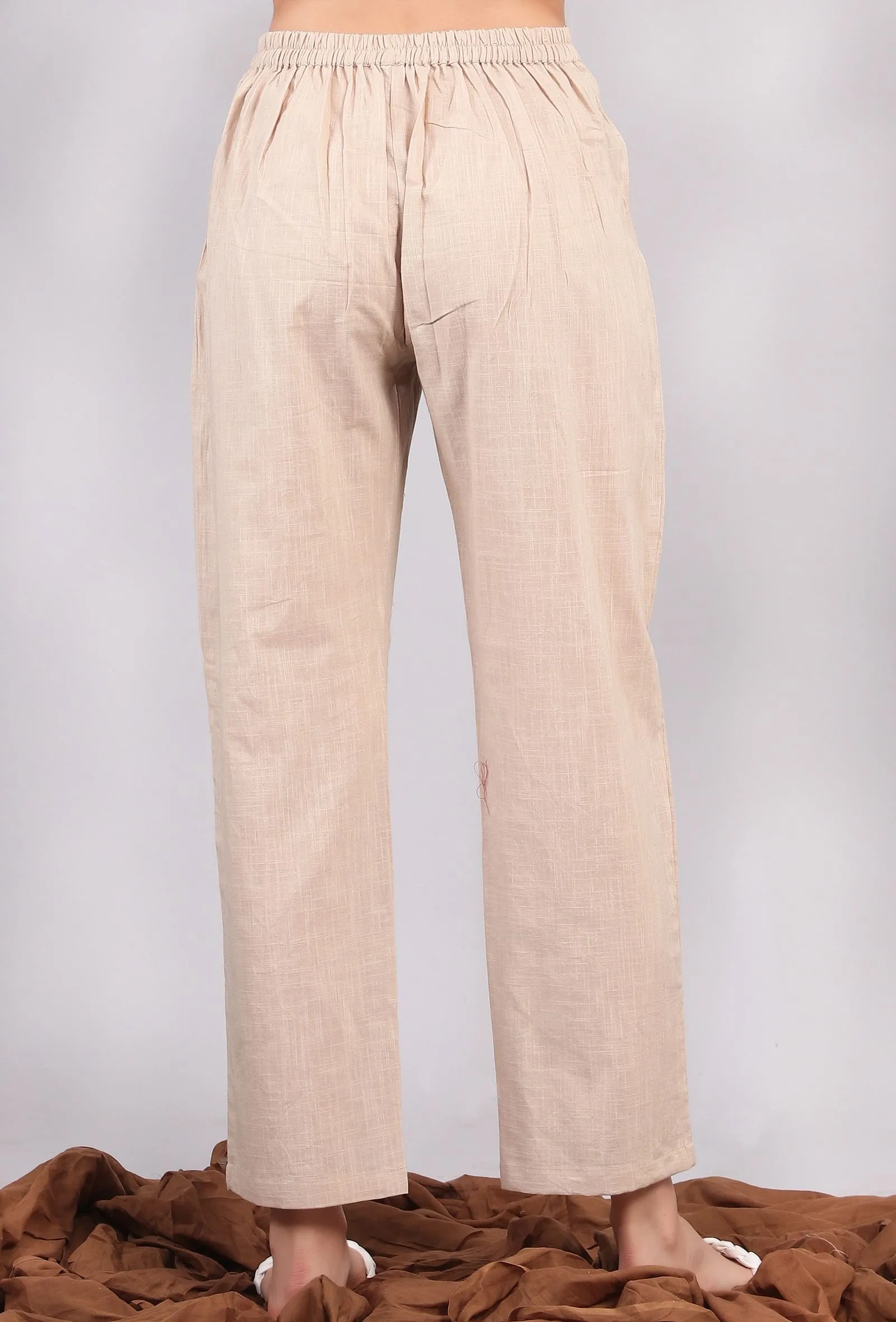 Solid Beige Narrow Pants