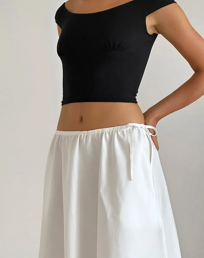 Taka Midi Skirt in Poplin White